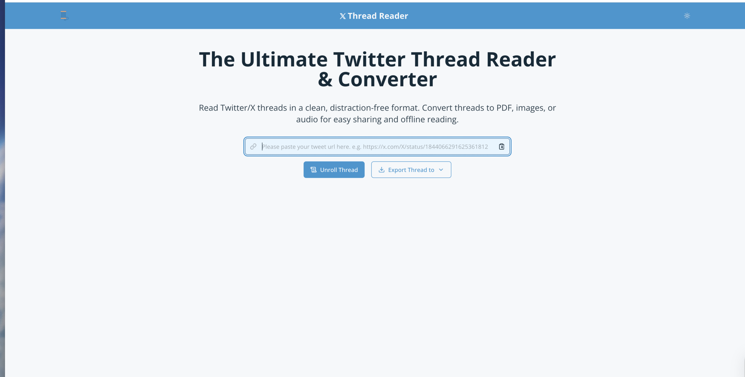 Screenshot of thread reader bot