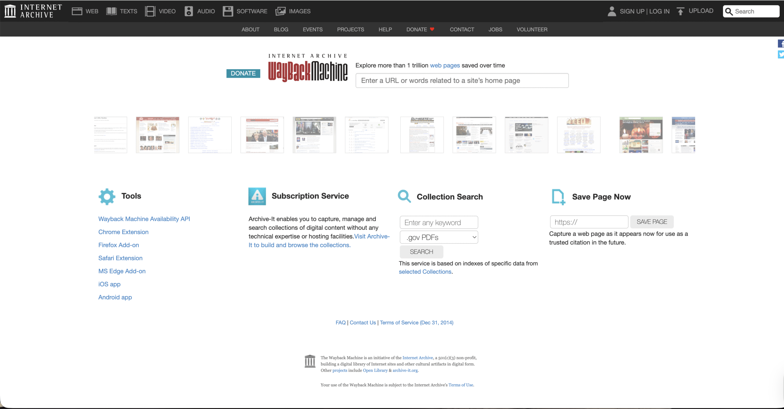 the wayback machine url bar