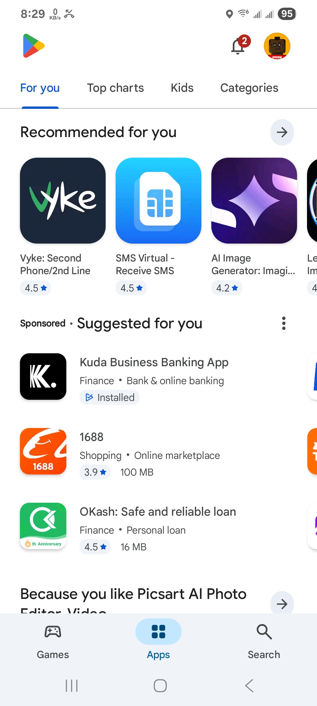 google playstore main interface