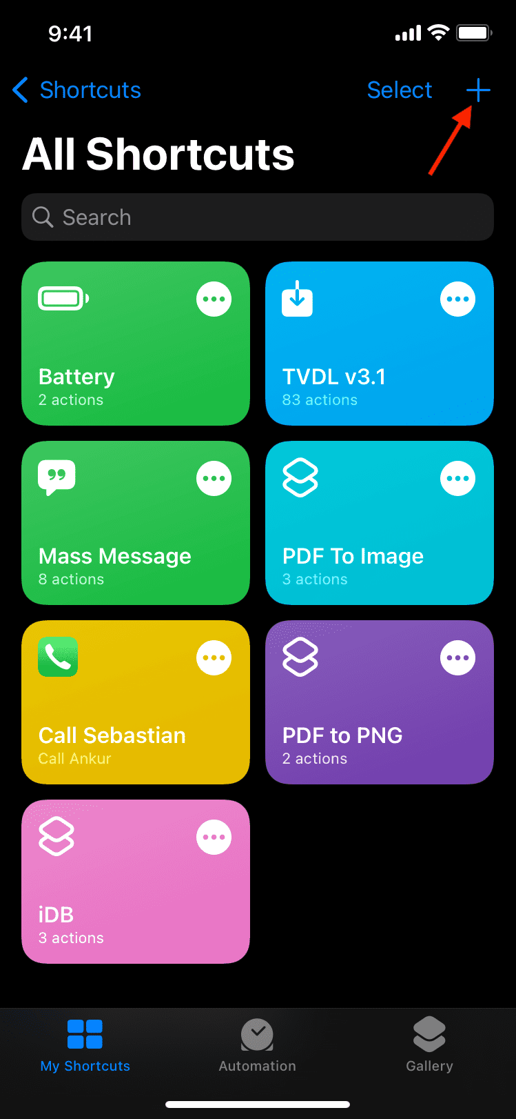 tapping the blue plus button