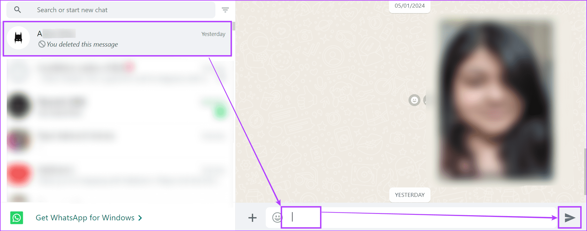 Pasting an invisible Unicode character into a WhatsApp chat input field