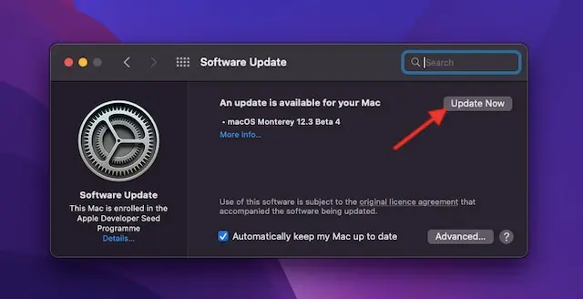 mac update os button