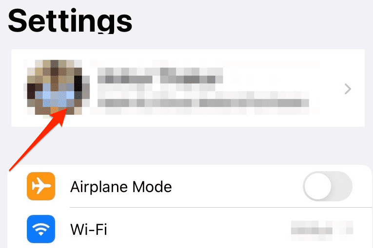 tapping the profile icon in settings