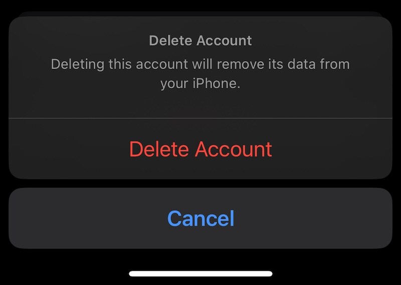 Deleting and re-adding email account on iPhone