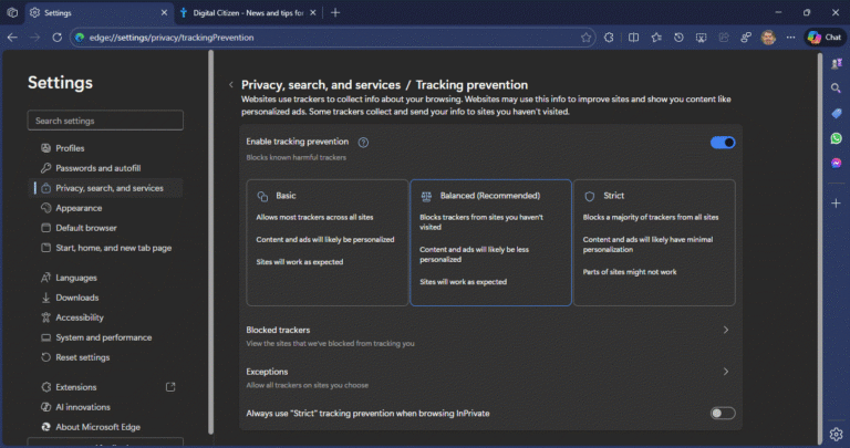 Microsoft Edge Removes InPrivate Strict Tracking Option