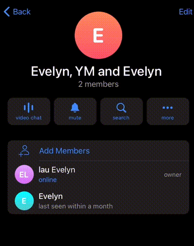 Telegram group creation screen with add contact option disabled
