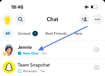 Snapchat chat screen showing unopened snaps