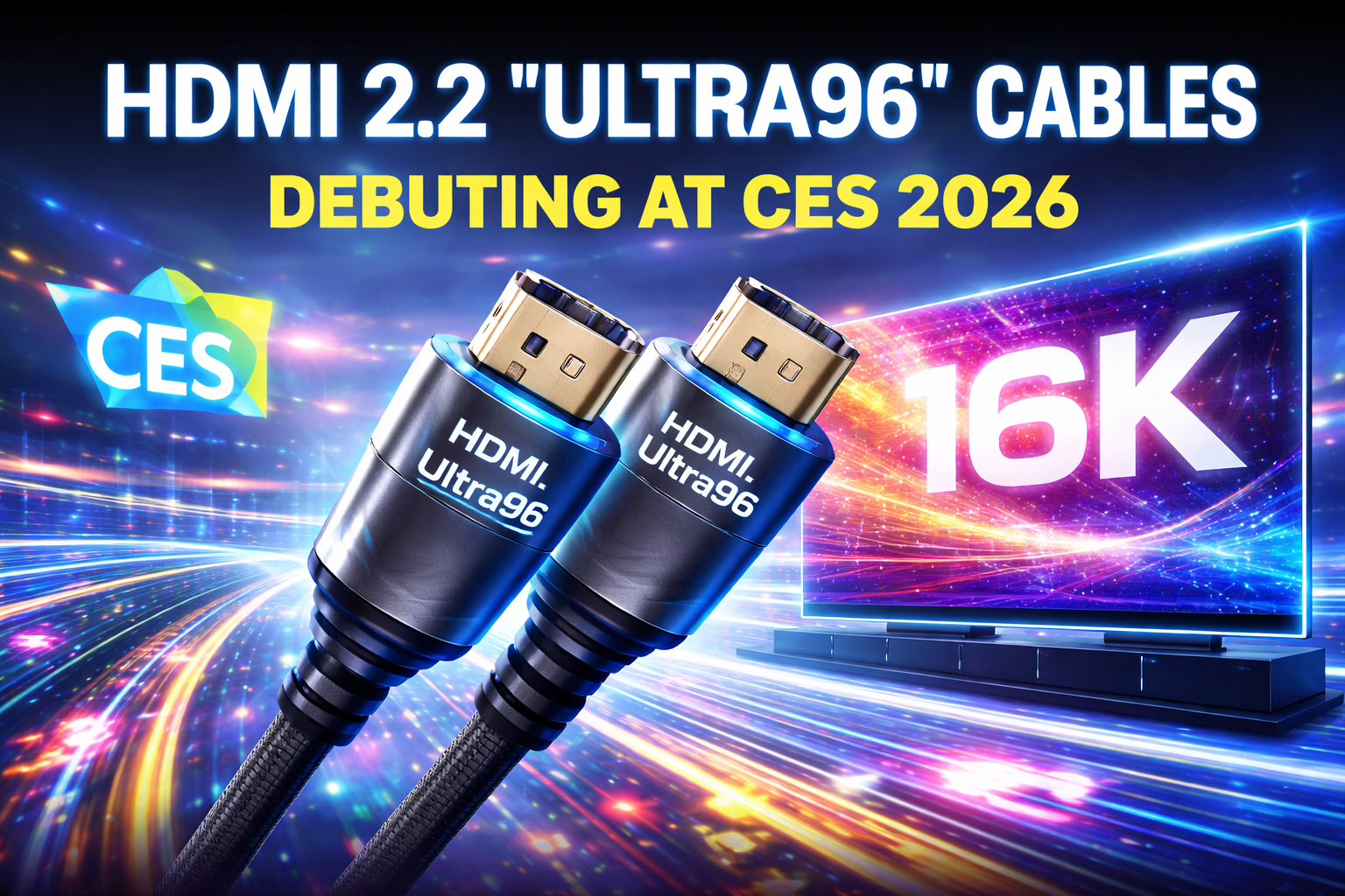 HDMI 2.2 Ultra96 cables debut at CES 2026, delivering 96Gbps bandwidth and paving the way for future high-resolution displays and GPUs.