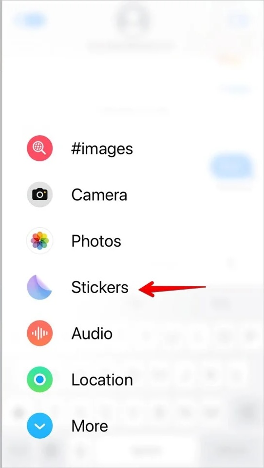 selecting the stickers option