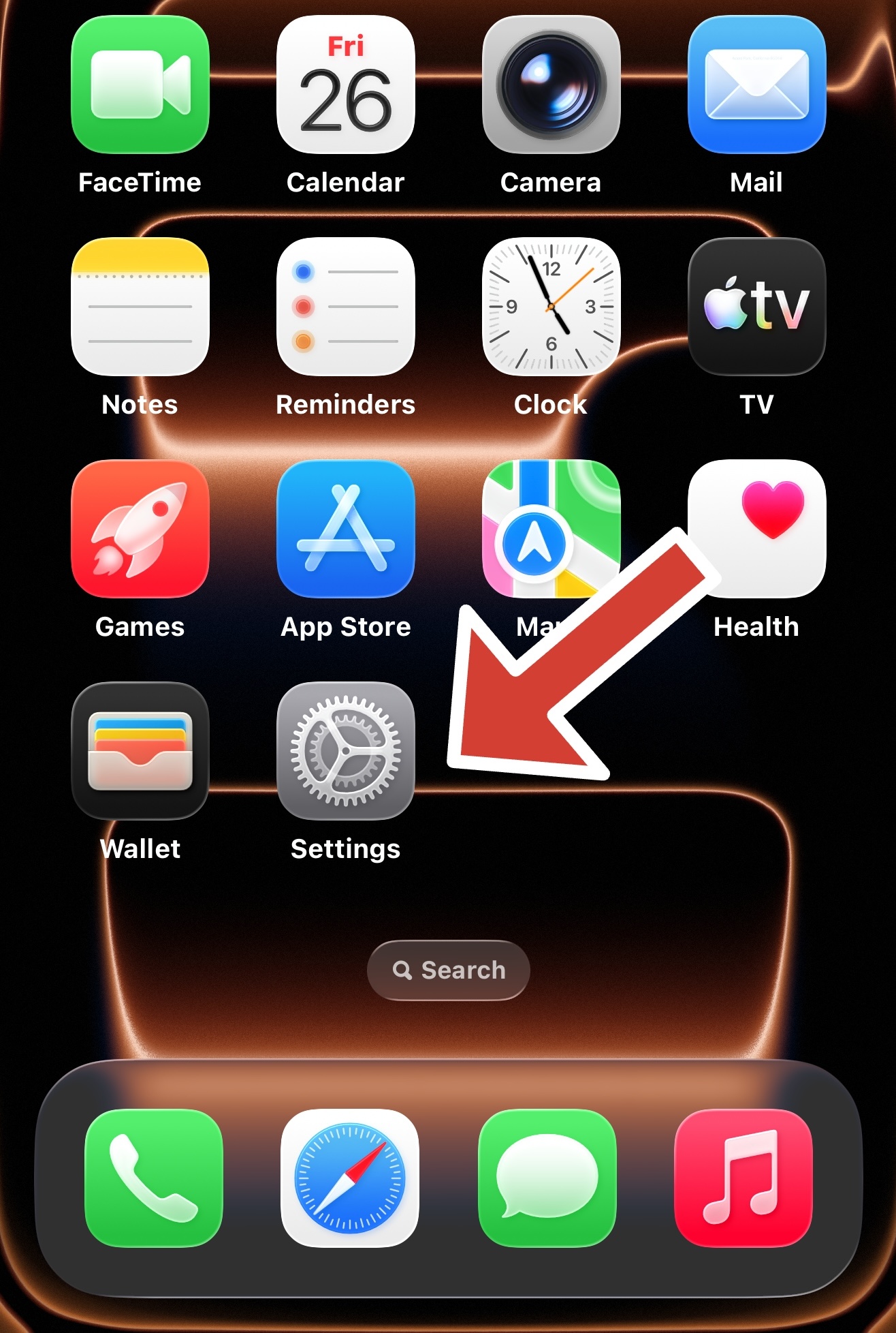 iPhone settings app