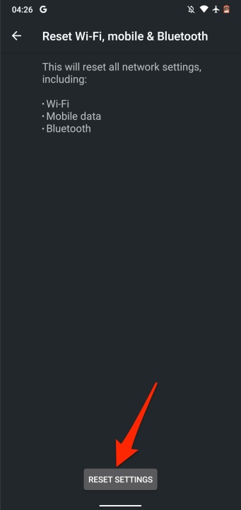 main reset settings button