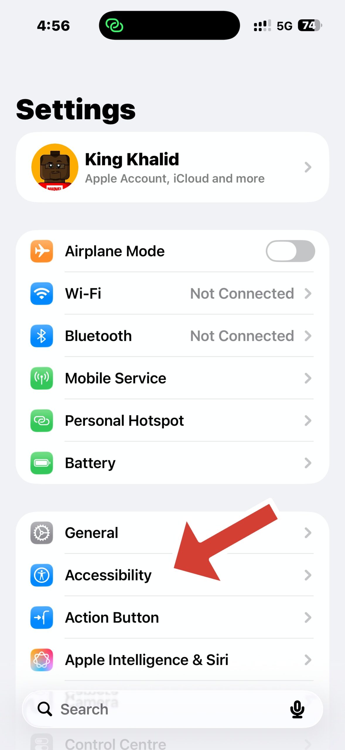 iPhone accessibility menu