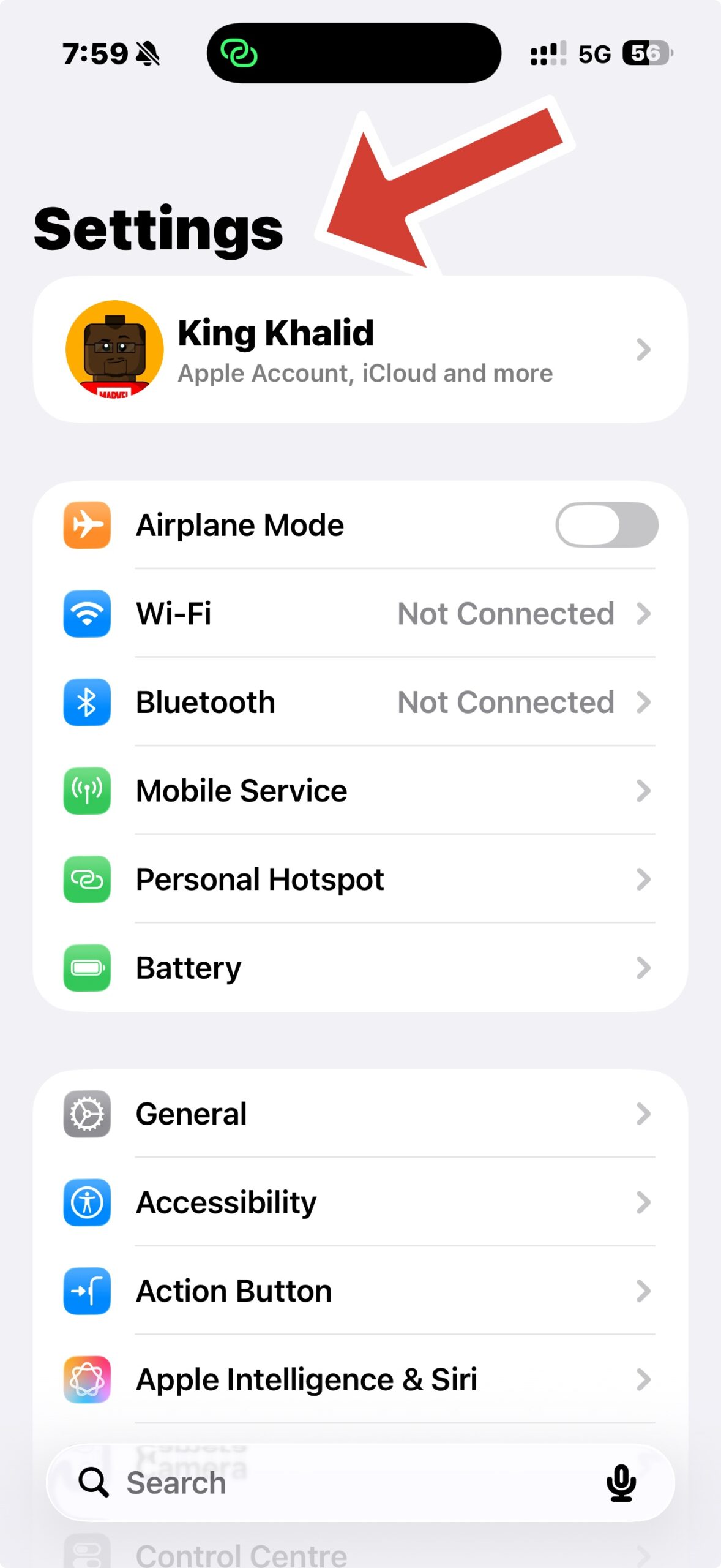 iphone settings page