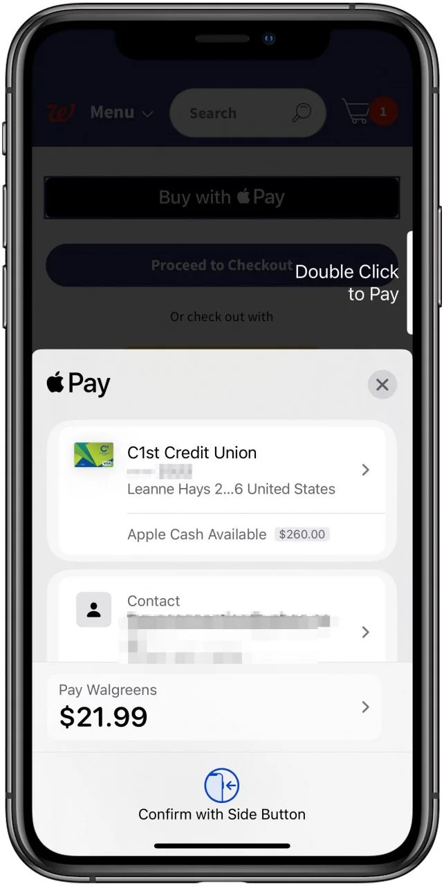 Face ID confirmation screen appearing during an Apple Pay purchase