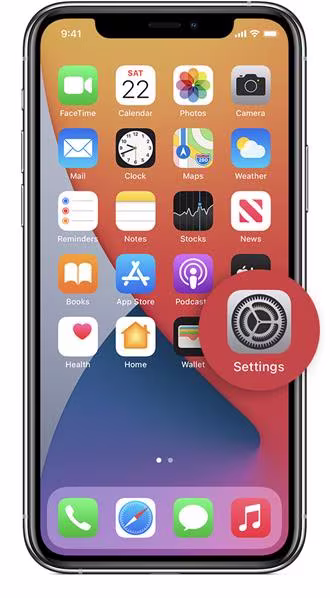 Tapping on the iPhone settings