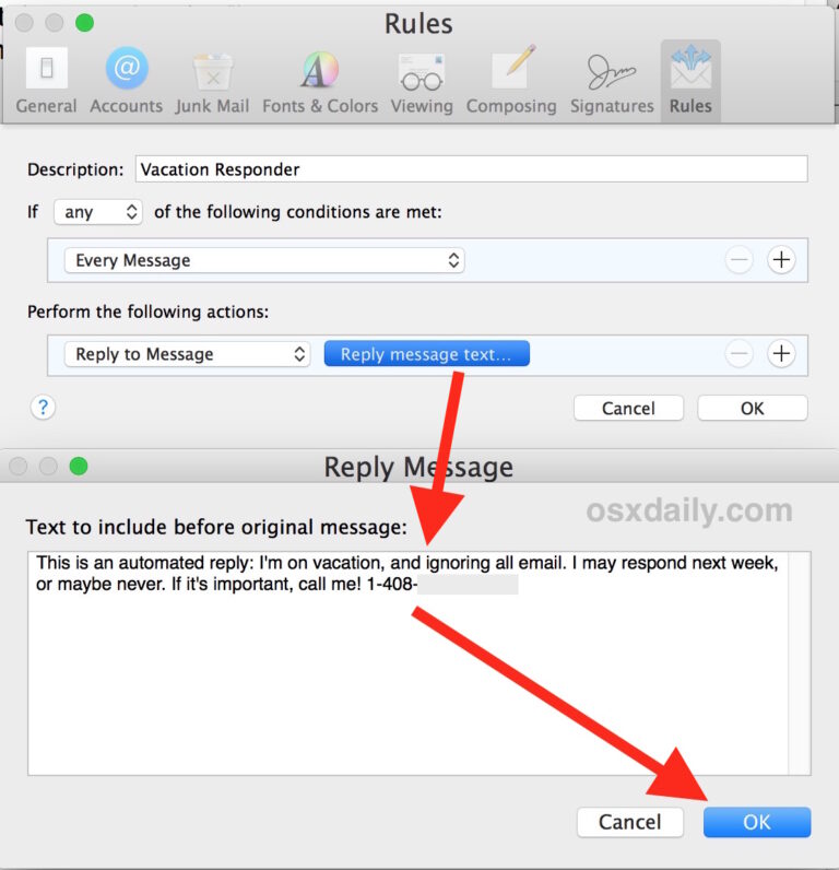 Email Reply Using Iphone Set Up Automatic Email Replies In Apple Mail On All Apple Devices