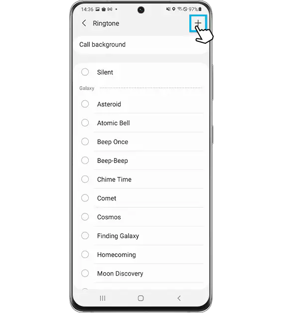 Image of the Galaxy Themes app displaying available ringtone packs.