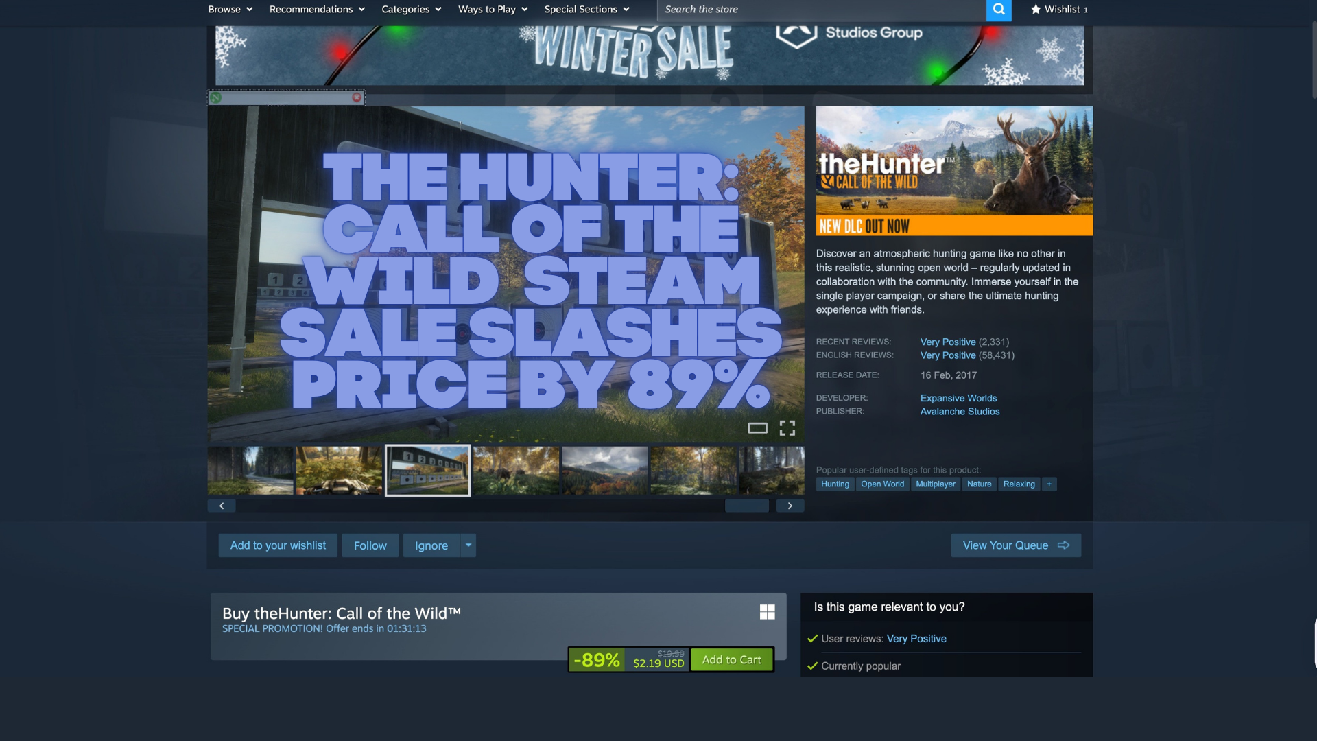 call of the wild steam page