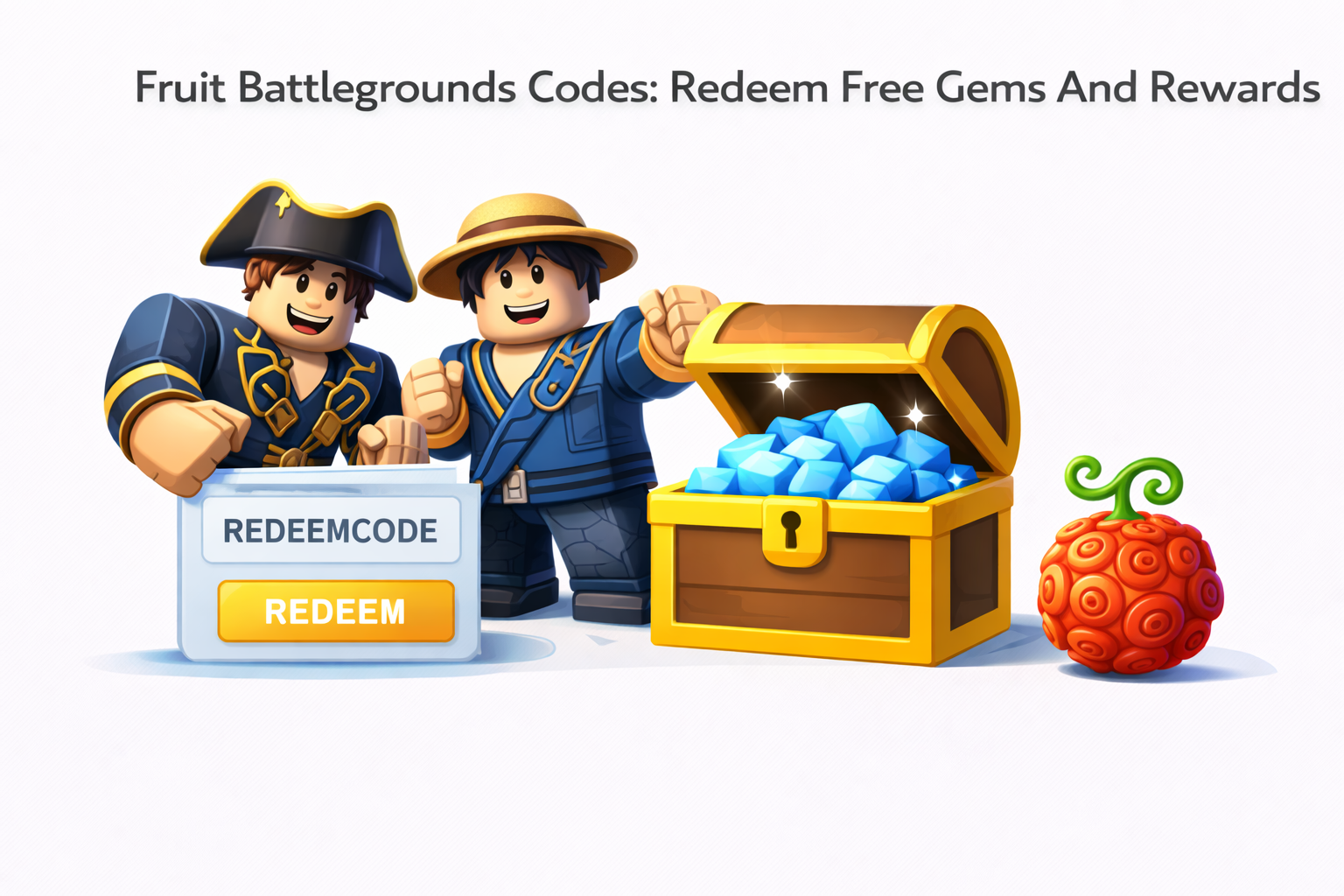 Minimal white background graphic with the centered title “Anime Adventures Codes” above three large vector icons showing a gem, a star badge, and stacked treasure chests representing in-game rewards.