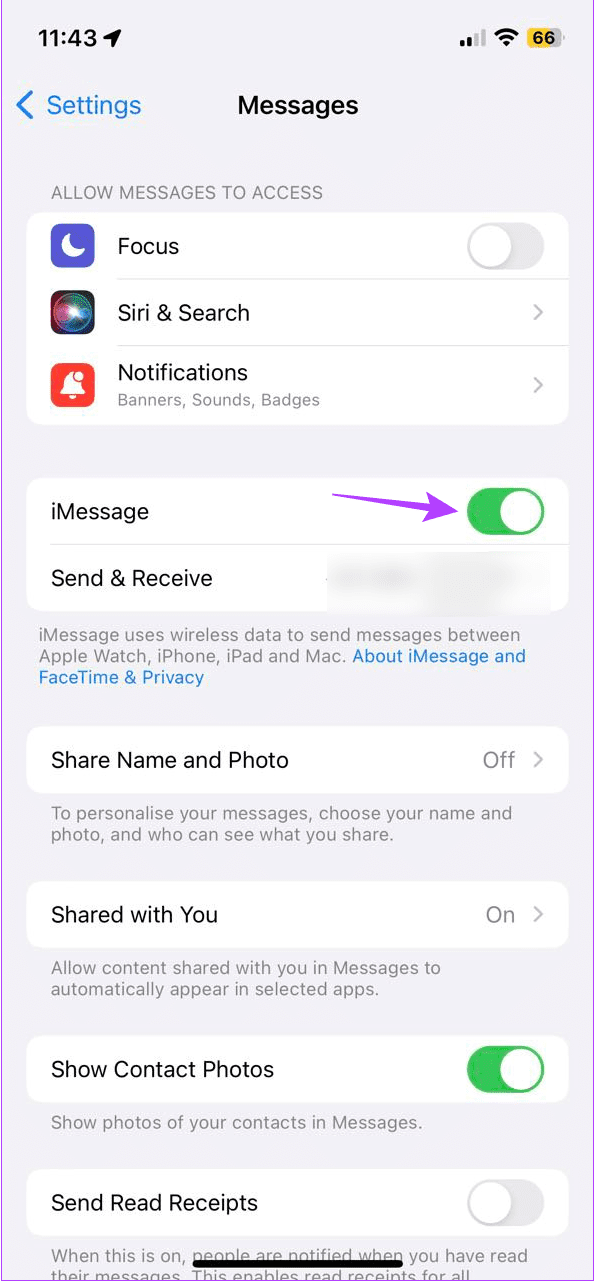 Turning off iMessage in iPhone Settings