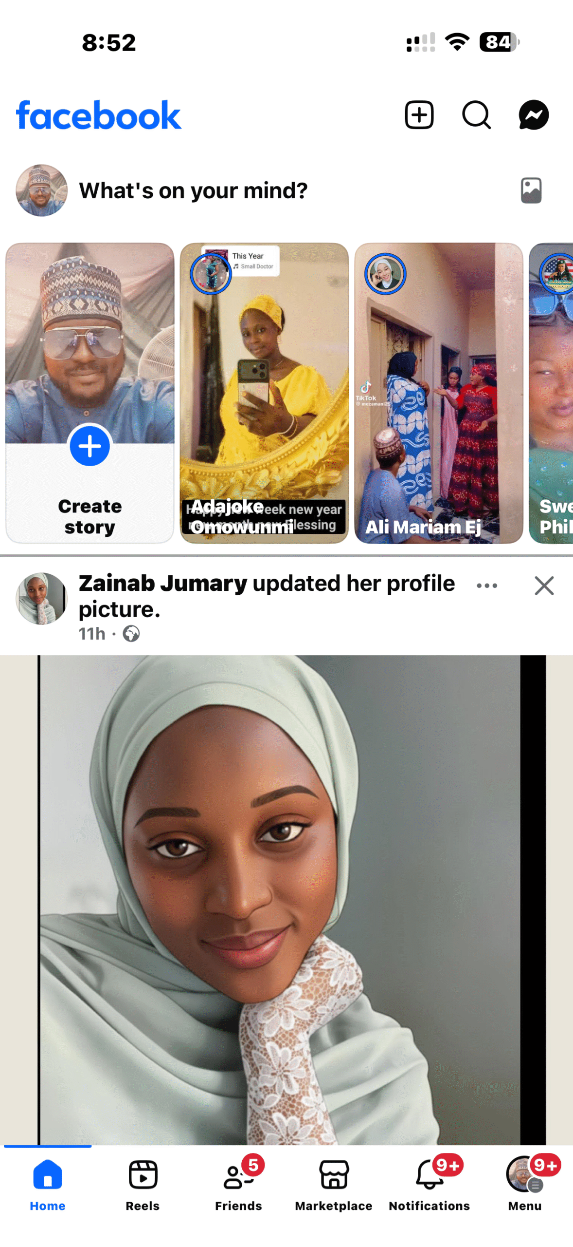 Facebook main page