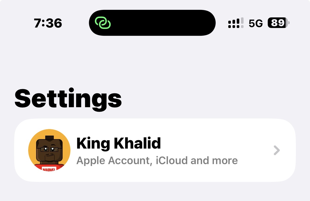 iPhone Settings apple id