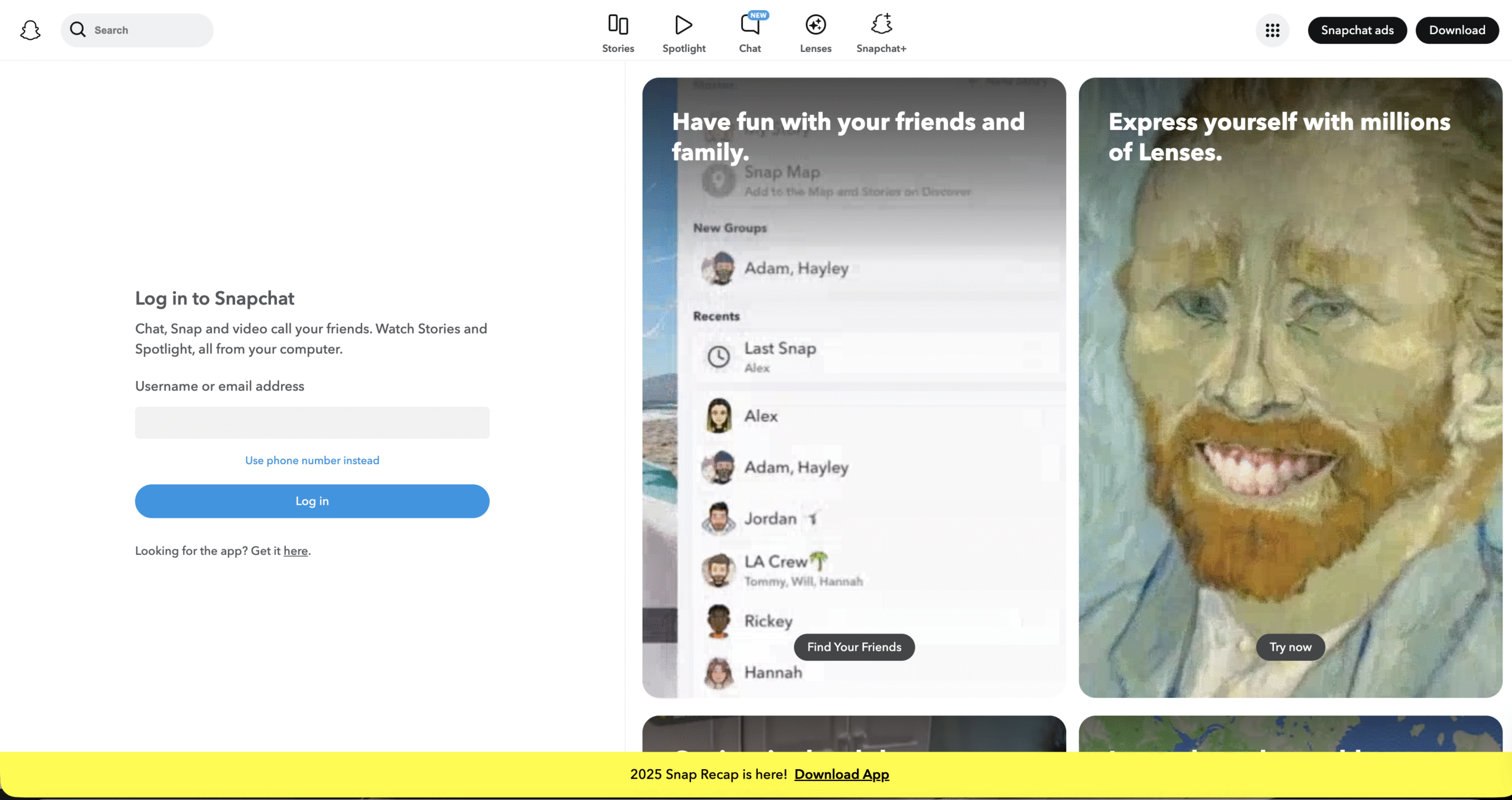 Viewing Snapchat Web