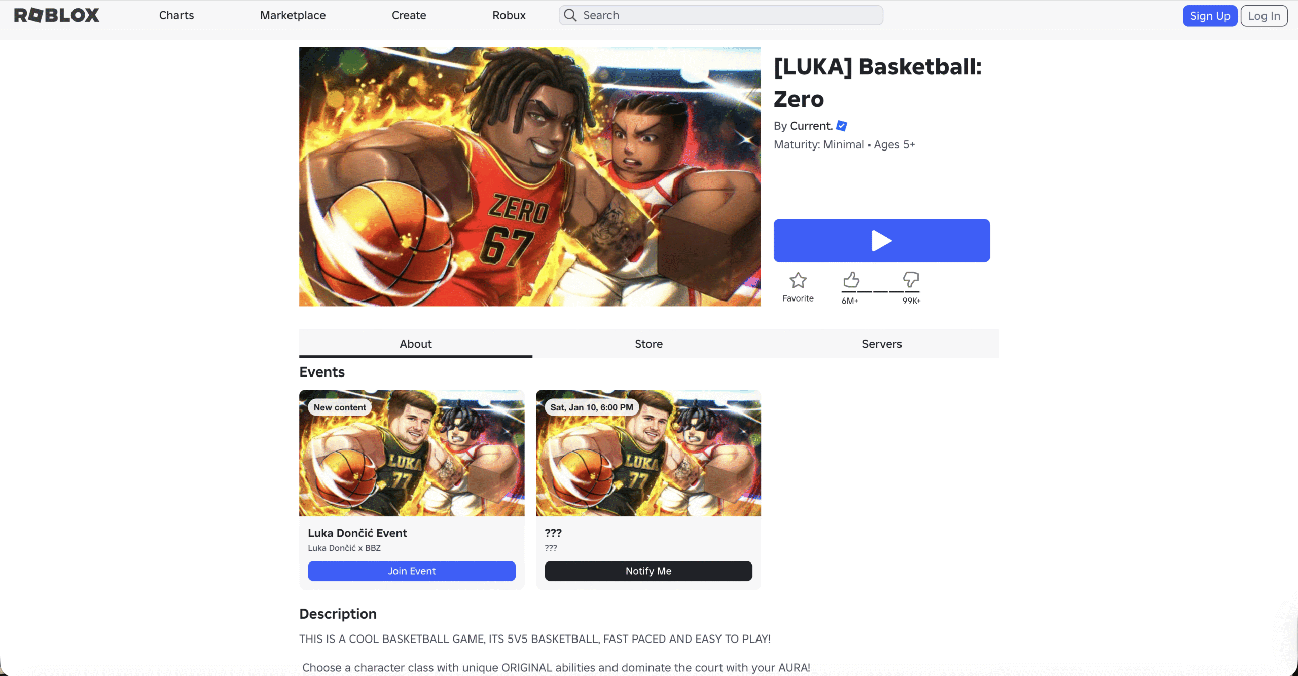 Basketball Zero main page