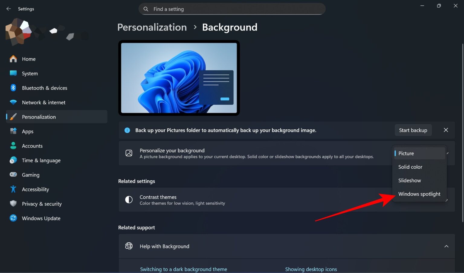 How to enable Spotlight desktop wallpapers on Windows 11