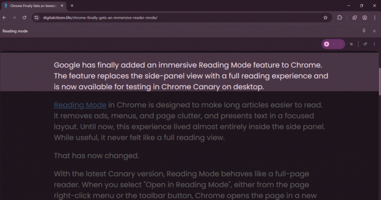 Chrome Tests Line Focus Feature in Immersive Reading Mode