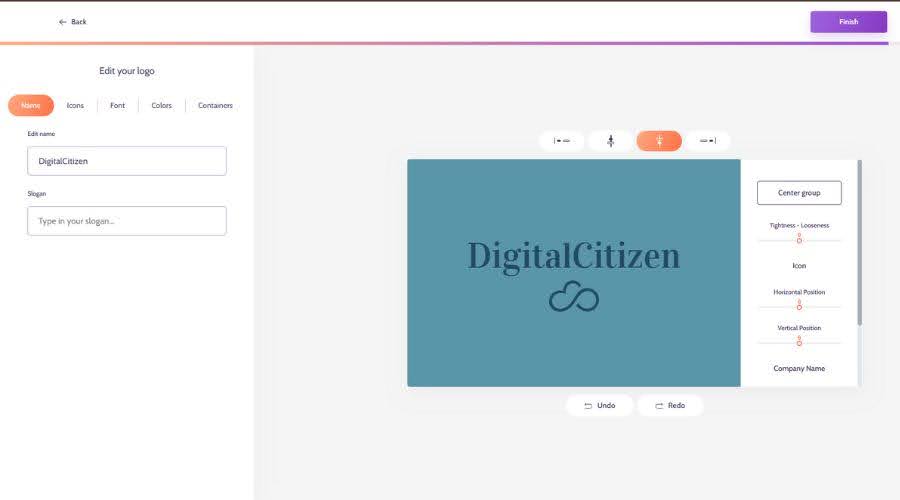 Designs.AI logo editor