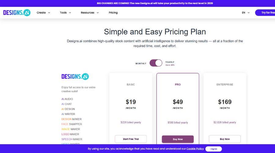Designs.ai Pricing
