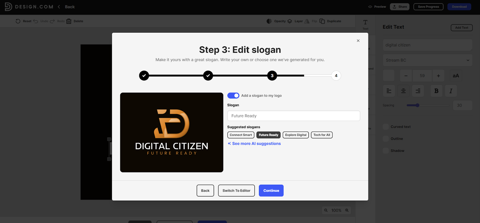 Edit logo slogan