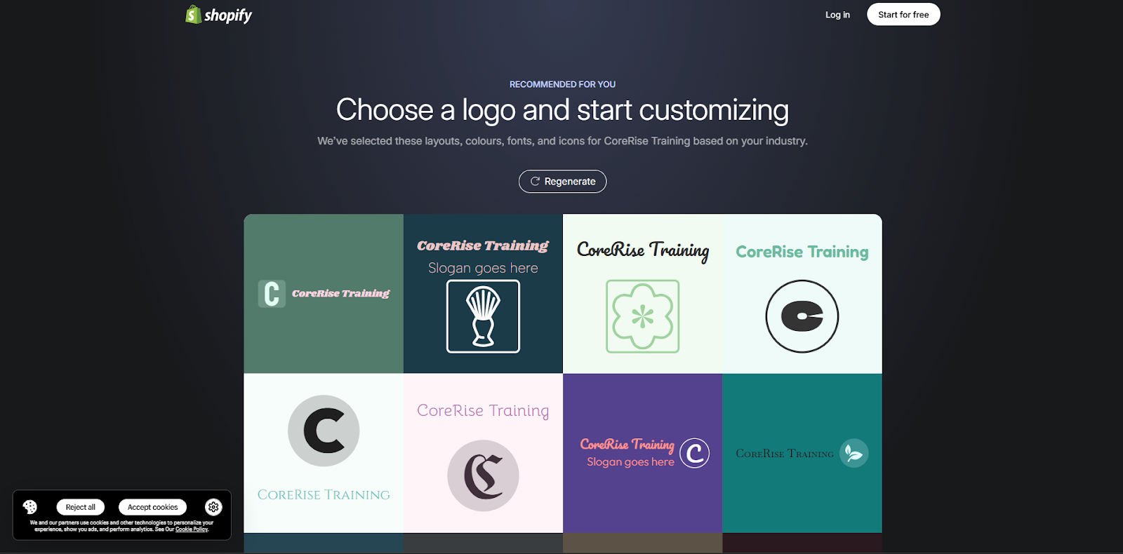 Shopify fitness coaching logos