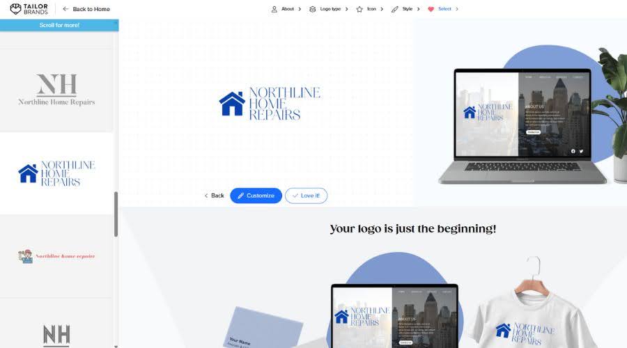 Home Repair AI logos from Tailor Brands