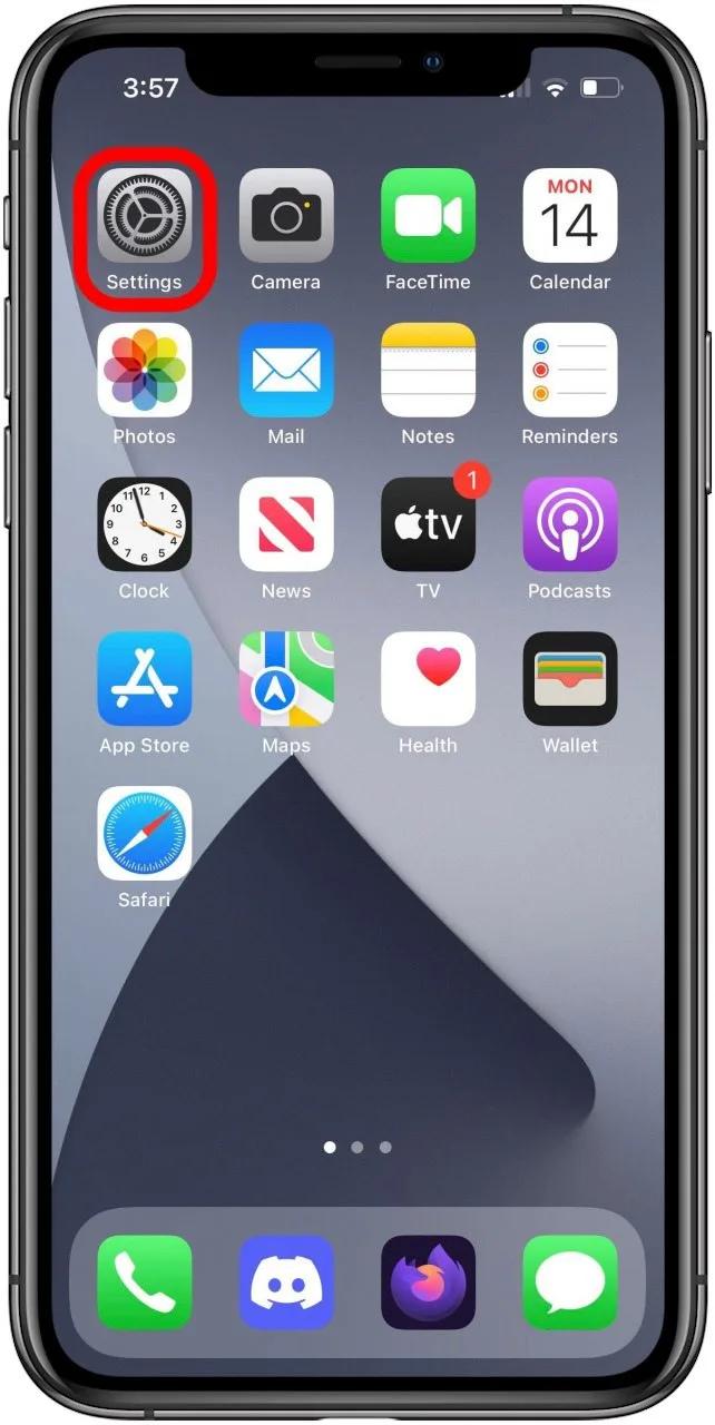 iphone settings button