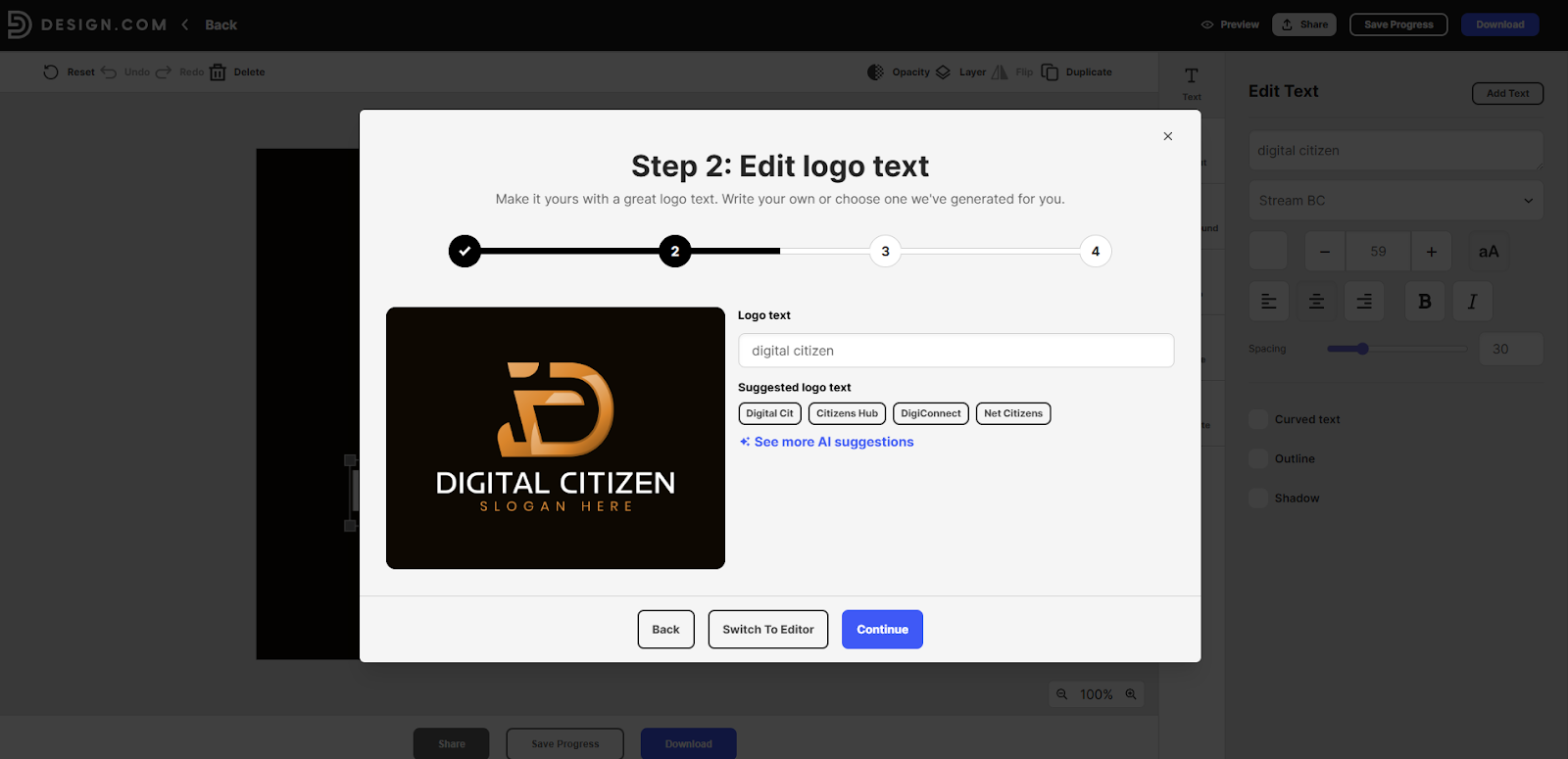 Modify AI logo text