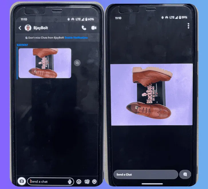 Using a second phone to photograph a Snapchat Snap on iPhone