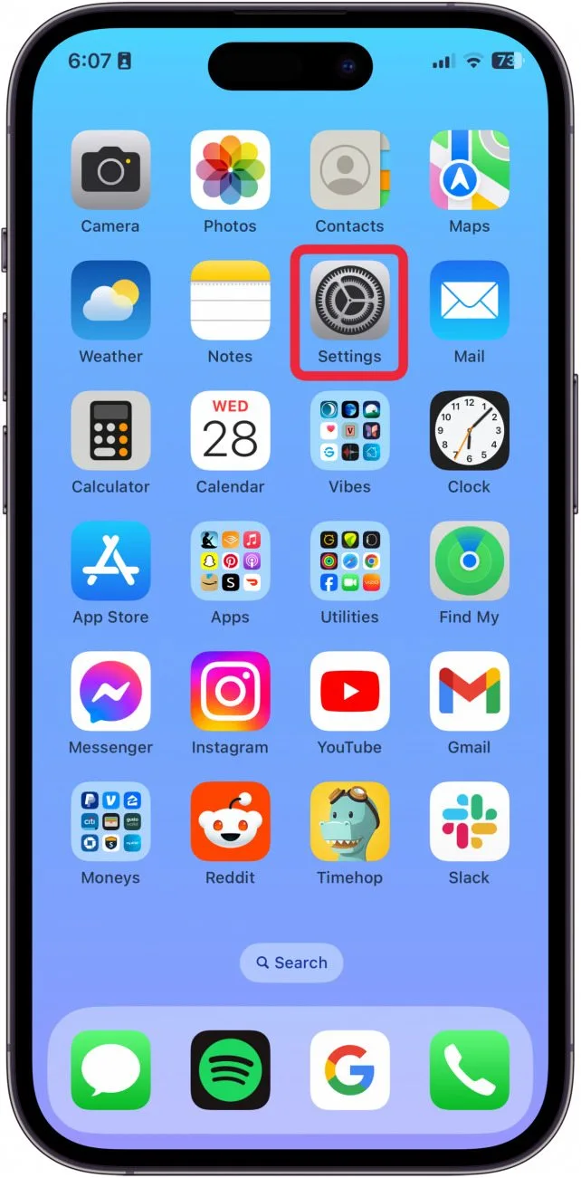 iPhone Settings app