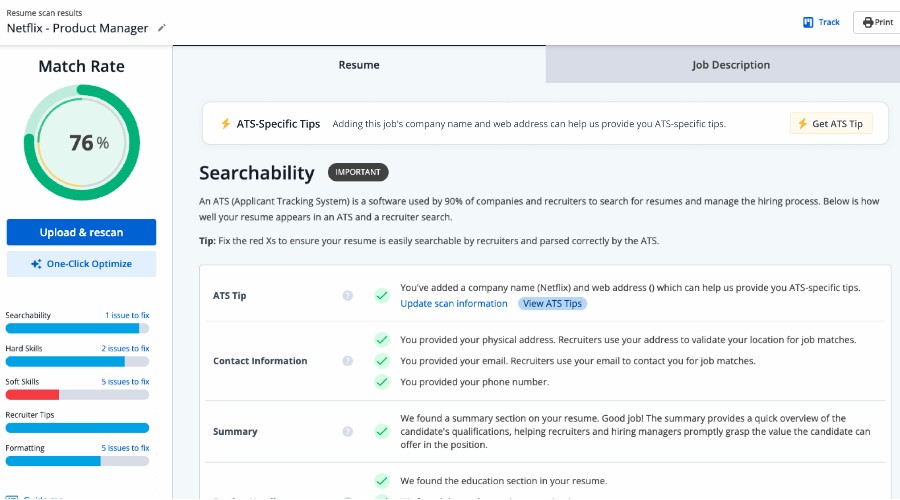 Jobscan resume checker