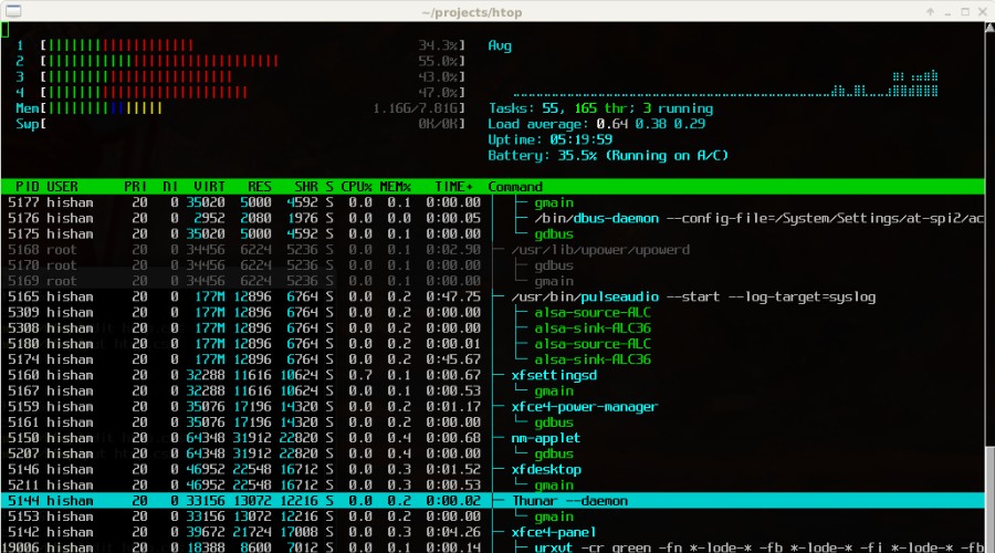 Htop process viewer