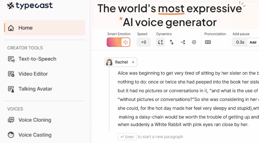 Typecast AI voice generators