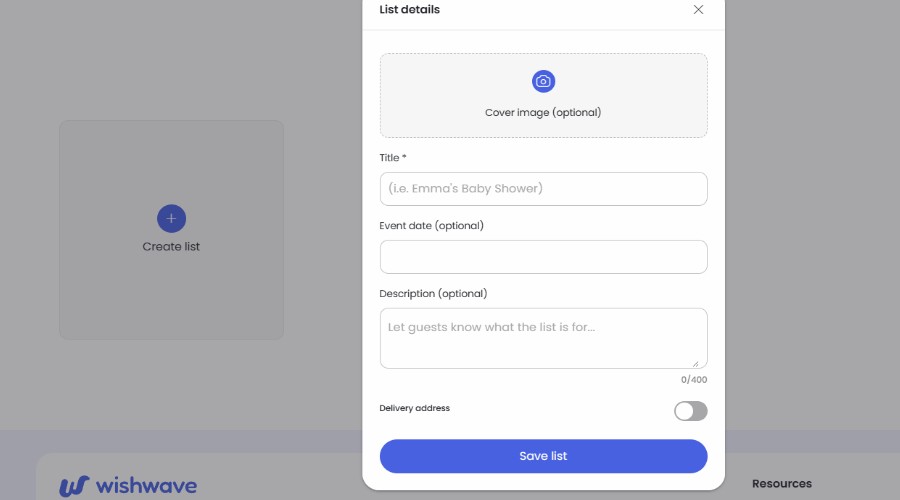 Wishwave create list