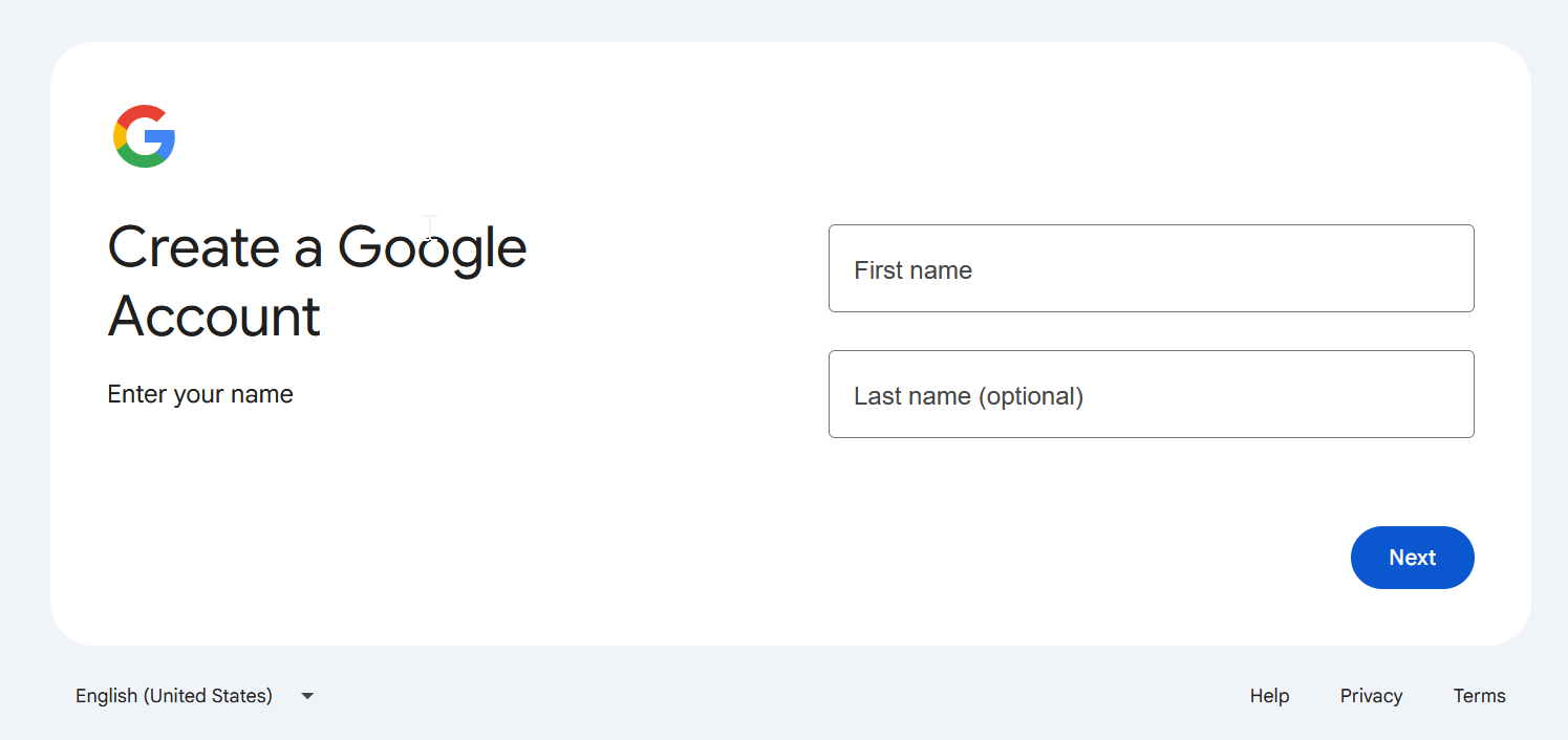 Create gmail account