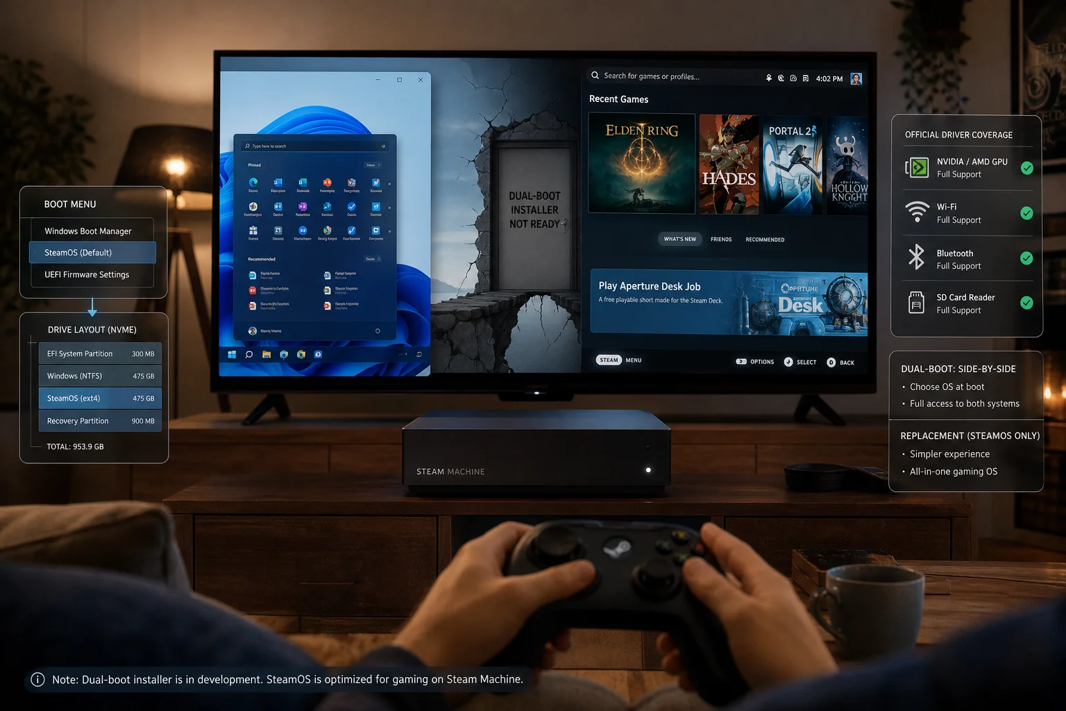 Steam Machine Windows drivers are now available, but SteamOS remains the safer choice for most players