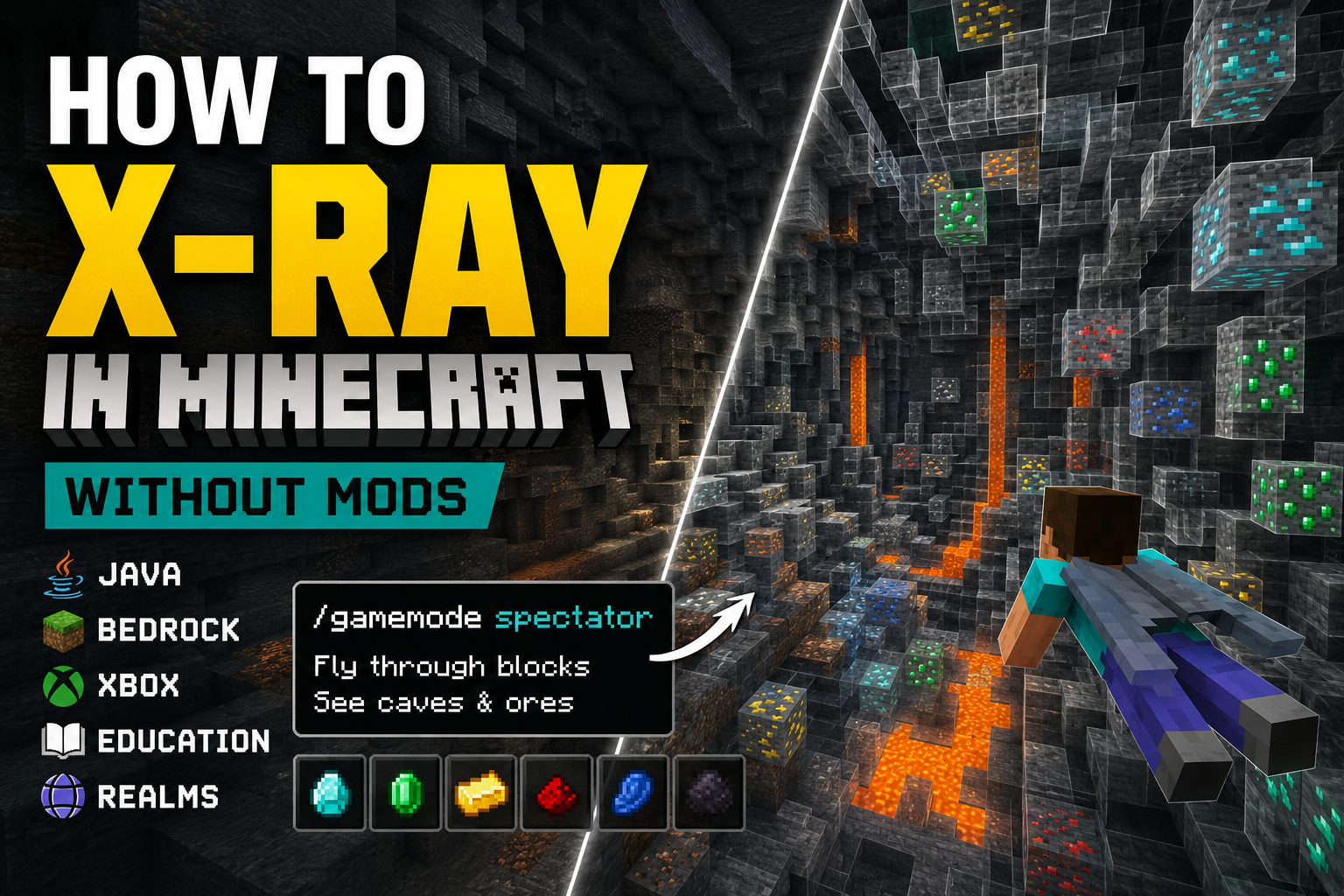 How to X-Ray in Minecraft on Java, Bedrock, Xbox, Education, and Realms