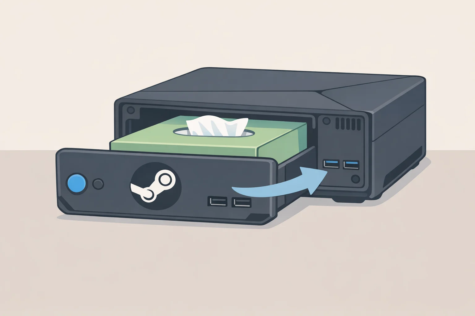 Steam Machine Fan Creates 3D Printed Tissue Box Replica With Swappable Faceplates