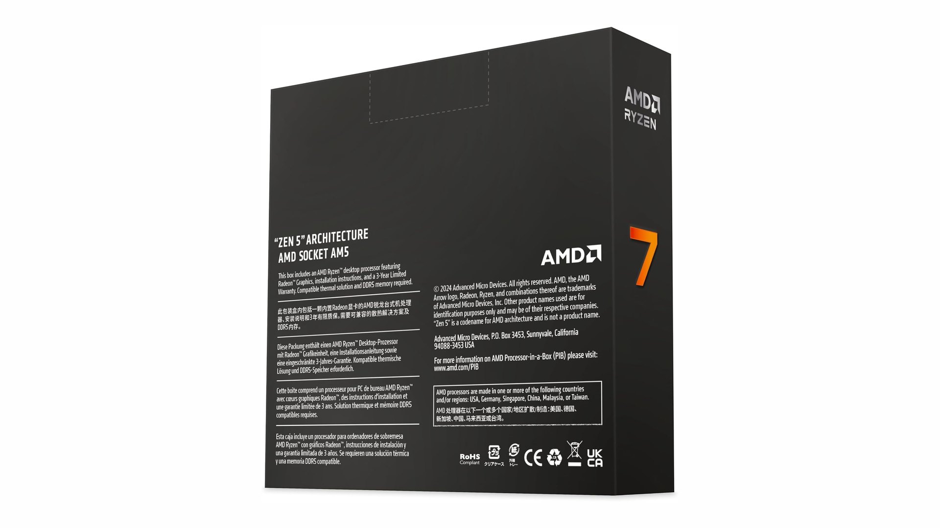 Back of the AMD Ryzen 7 9700X box