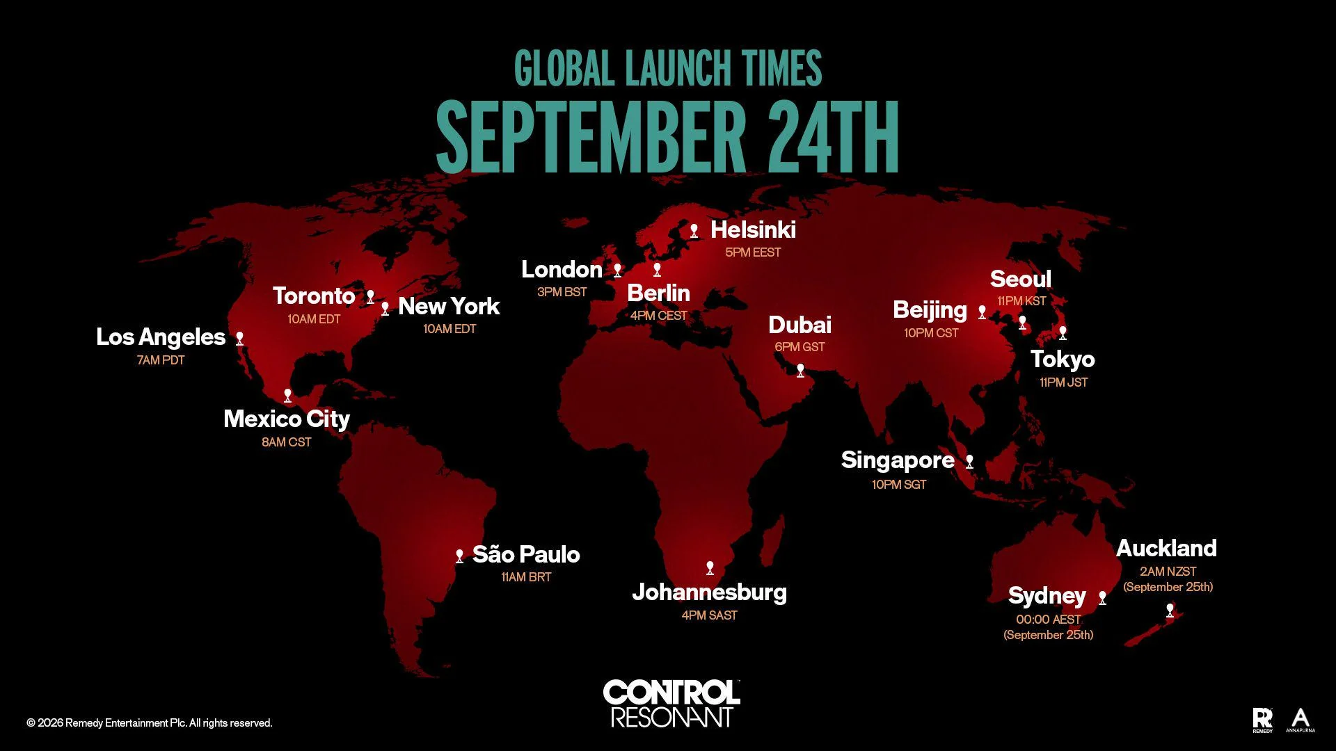 Control Resonant Launches Worldwide at 7 AM PDT on September 24