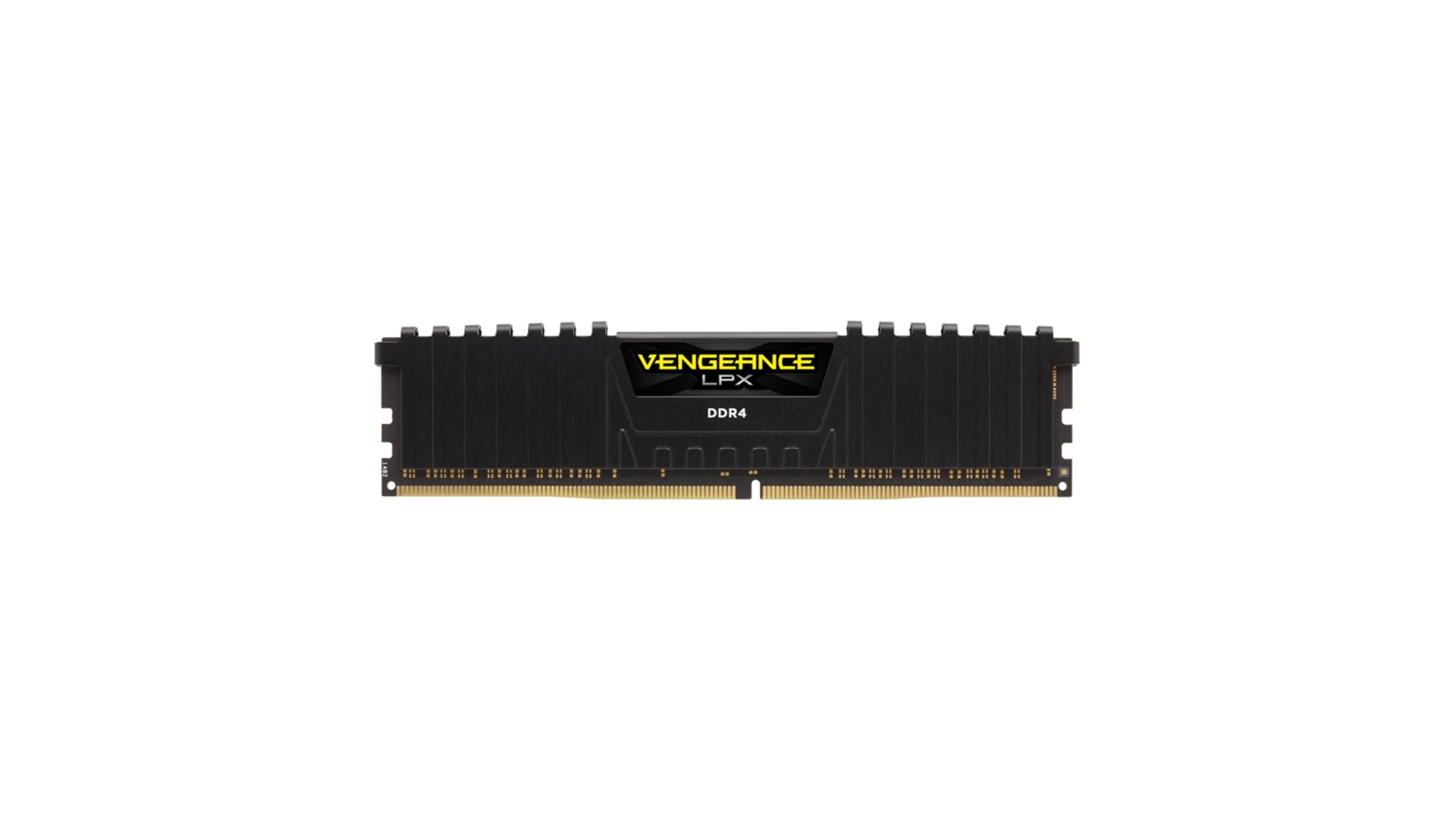 Close-up of a Vengeance LPX heat spreader and DIMM contacts